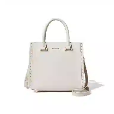 红蜻蜓 女士斜挎包大容量法式通勤牛皮配超纤合成革手提包斜挎单肩包 女款 白色