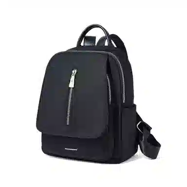 红蜻蜓 休闲女士背包大容量轻巧织物配超纤合成革双肩包 女款 黑色