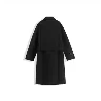 我是大卫 纯色复古中长款过膝保暖加厚毛呢大衣 男女同款