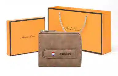 马莎兰缇 时尚超薄经典款式多卡位拉链开合多容量 合成革 钱夹卡包钱包 常规 男款 啡色