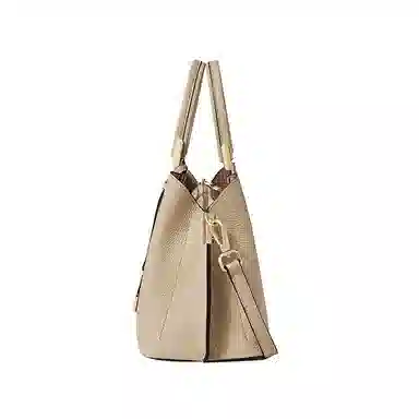 红蜻蜓包 女士斜挎包托特包通勤手提包大容量头层牛皮配超纤合成革 女款 杏色