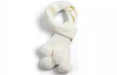 优幽兰 韩版小众高级感纯色毛毛球可爱少女保暖针织长款 绒线围巾 女款