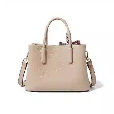 红蜻蜓 百搭通勤 牛头层皮革配超细纤维合成革 斜挎单肩手提包 女款 杏色