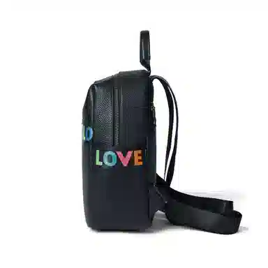 红蜻蜓 轻便背包旅行包双肩包 牛头层皮革配超细纤维合成革 女款 黑色