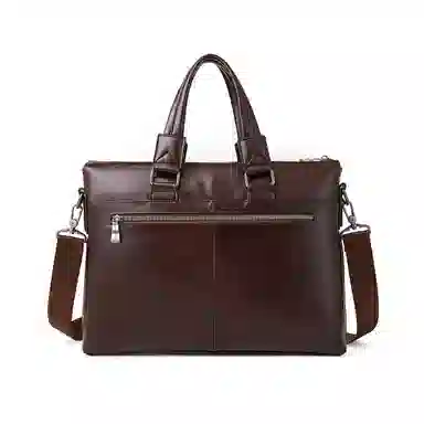 红蜻蜓 时尚百搭商务 头层牛皮 公文包手拎包电脑包斜挎手提包 男款 棕色