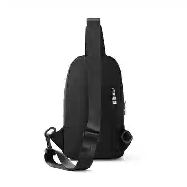 红蜻蜓 时尚休闲拉链开合 织物 斜挎单肩包 男款 黑色