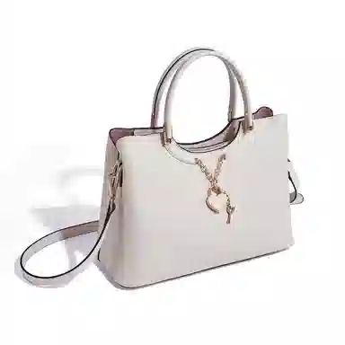 红蜻蜓 时尚大容量拉链开合 头层牛皮拼超纤合成革 单肩斜挎手提包 大号 女款 白色