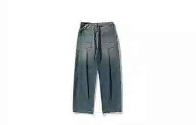 Baijuan Vintage Washed Double Knee Cargo Jeans Blue