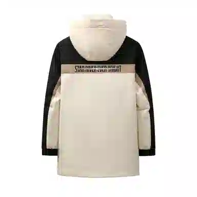 鸭鸭 山系户外风工装多口袋插色拼接立体滴塑休闲宽松连帽套头羽绒服 男女同款