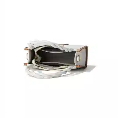 红蜻蜓 通勤女式手提包斜挎单肩包牛剖层皮革配超细纤维合成革 女款 白色拼棕色