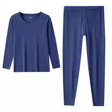 恒源祥 纯色圆领长袖纯色保暖套装 男款