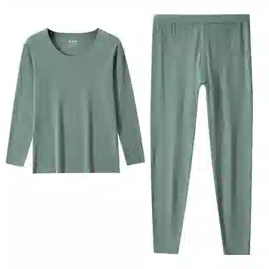 恒源祥 纯色圆领长袖纯色保暖套装 男款