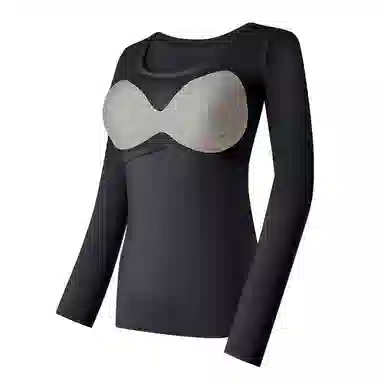 内在密码 秋冬简约时尚保暖女装上衣圆领免穿文胸薄绒保暖显瘦百搭打底衫