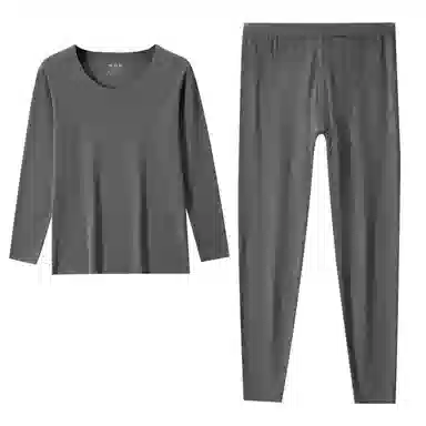 恒源祥 纯色圆领长袖纯色保暖套装 男款