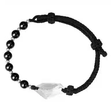 秦福炫 三生石 手绳轻奢高级设计感个性国潮 黑曜石 玉石手链 男款