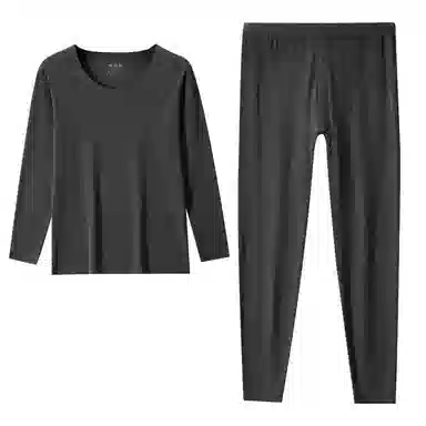 恒源祥 纯色圆领长袖纯色保暖套装 男款