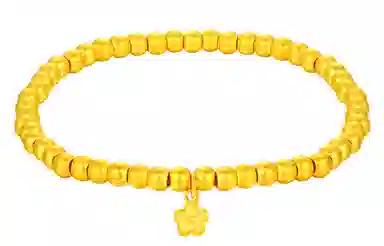 老庙 新中式古法金工艺浪漫小桃花金珠转运珠串珠 足金 按克计价 黄金手串 女款