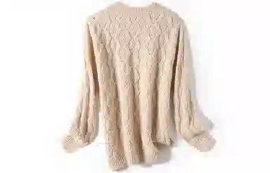 恒源祥 复古慵懒风羊毛衫钩花毛衣 女款