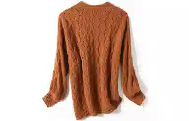 恒源祥 复古慵懒风羊毛衫钩花毛衣 女款