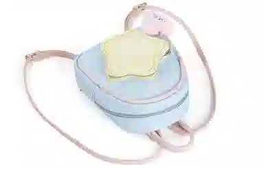 音魅 五角星大学生可爱小众通勤简约百搭 合成革 书包背包双肩包 小号 女款 白色/粉色