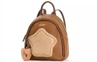 音魅 五角星大学生可爱小众通勤简约百搭 合成革 书包背包双肩包 小号 女款 白色/粉色