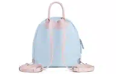 音魅 五角星大学生可爱小众通勤简约百搭 合成革 书包背包双肩包 小号 女款 白色/粉色