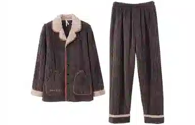 安之伴 秋冬睡衣珊瑚绒保暖锁温柔软素色大气家居套装 男款 深灰