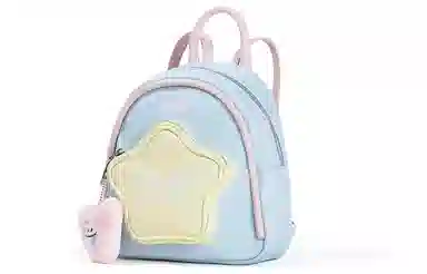 音魅 五角星大学生可爱小众通勤简约百搭 合成革 书包背包双肩包 小号 女款 白色/粉色