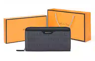 马莎兰缇 经典印花商务休闲出行夹层多卡位多钞位 超纤合成革 手拿包钱包卡包 常规 男款 深灰色