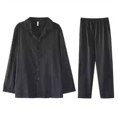 兰缪 秋冬季纯棉男生睡衣 气质高级感 可外穿 家居套装  男款  黑色