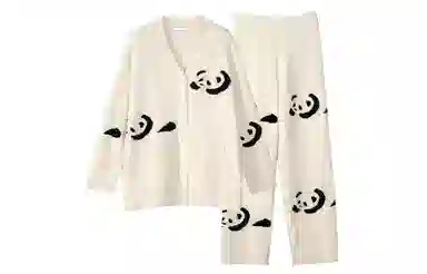 同语 半边绒睡衣女秋冬季套装小熊猫可外穿软绵绵家居服珊瑚绒加厚 家居套装 女款 黑白熊猫