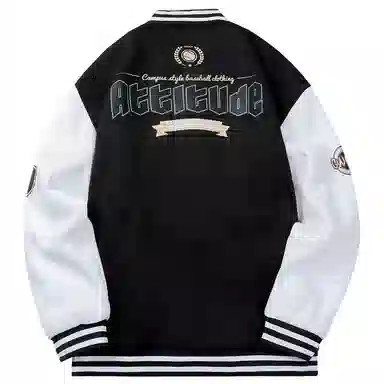 Gwola Baseball Boy Series Patchwork Colorblock Letter Print Baseball Jacket