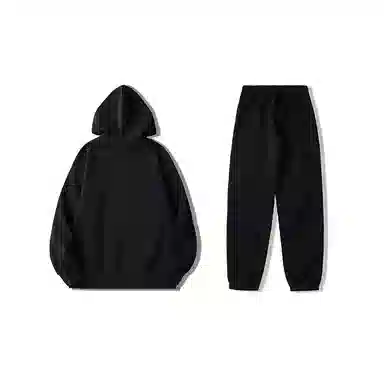 我是大卫 连帽运动风系带直筒束脚休闲裤加厚卫衣套装 男女同款