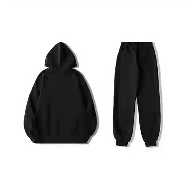 我是大卫 纯色连帽简约直筒束脚休闲卫衣套装 男女同款