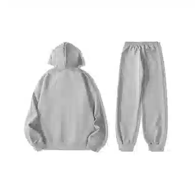 我是大卫 纯色连帽简约直筒束脚休闲卫衣套装 男女同款