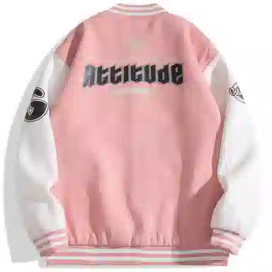 Gwola Baseball Boy Series Patchwork Colorblock Letter Print Baseball Jacket