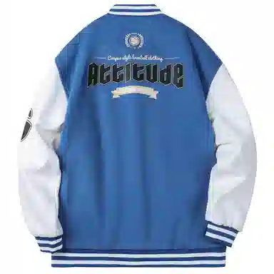 Gwola Baseball Boy Series Patchwork Colorblock Letter Print Baseball Jacket