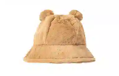 白卷 保暖可爱小熊毛绒 渔夫帽 男女同款情侣款