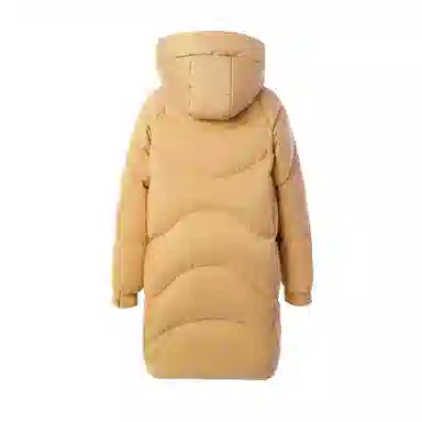 鸭鸭 中长款休闲宽松连帽可拆卸外套纯色保暖长款羽绒服 女款
