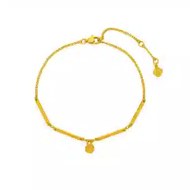 周大福 流金岁月系列流沙爱心牌竹节 足金 按克计价 黄金手链 女款