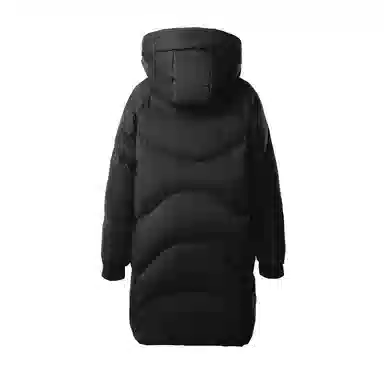 鸭鸭 中长款休闲宽松连帽可拆卸外套纯色保暖长款羽绒服 女款