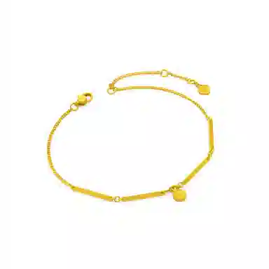 周大福 流金岁月系列流沙爱心牌竹节 足金 按克计价 黄金手链 女款