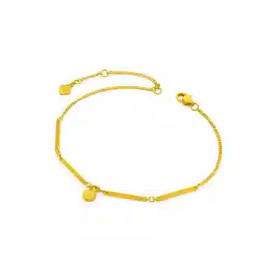 周大福 流金岁月系列流沙爱心牌竹节 足金 按克计价 黄金手链 女款