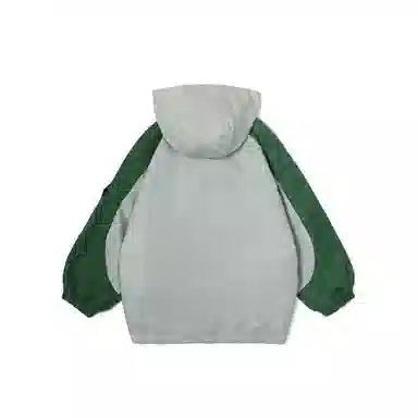 鸭鸭 童装 拼色加绒连帽户外中长款宽松冲锋衣 儿童款