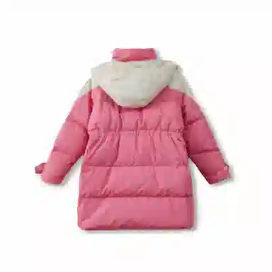 鸭鸭 童装 拼色连帽白鸭绒户外防水中长款羽绒服 儿童款