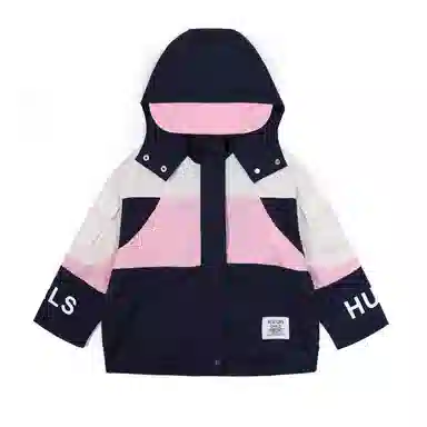鸭鸭 童装 拼色连帽保暖休闲长袖羽绒服 儿童款