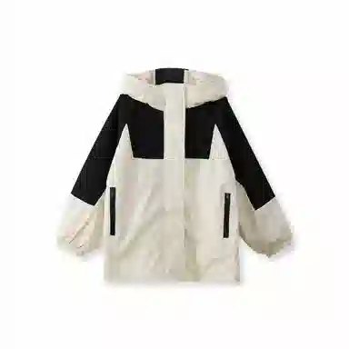 鸭鸭 童装 拼色夹棉连帽防水宽松中长款冲锋衣 儿童款