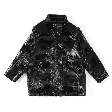 鸭鸭 童装 纯色反光宇航员连帽中长款羽绒服 儿童款