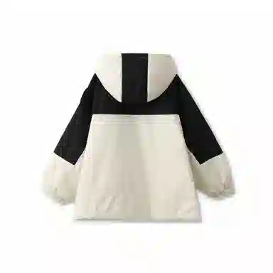 鸭鸭 童装 拼色夹棉连帽防水宽松中长款冲锋衣 儿童款