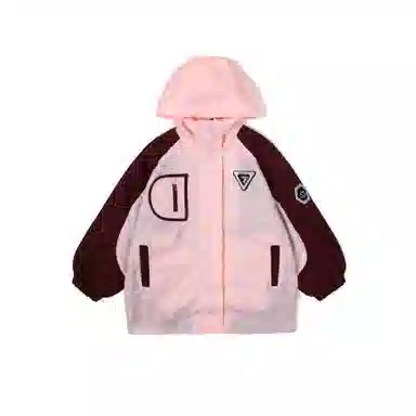 鸭鸭 童装 拼色加绒连帽户外中长款宽松冲锋衣 儿童款